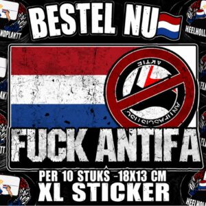 FUCK ANTIFA XL STICKERS (10 stuks)